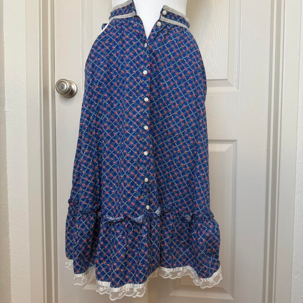 Gunne Sax 70s Jessica's Gunnies Blue Calico Midi Skirt XS Prairie Cottage coRE